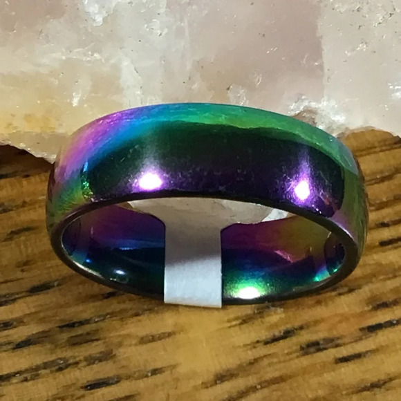 Rainbow Stainless Steel Band Ring - Picture 4 of 5